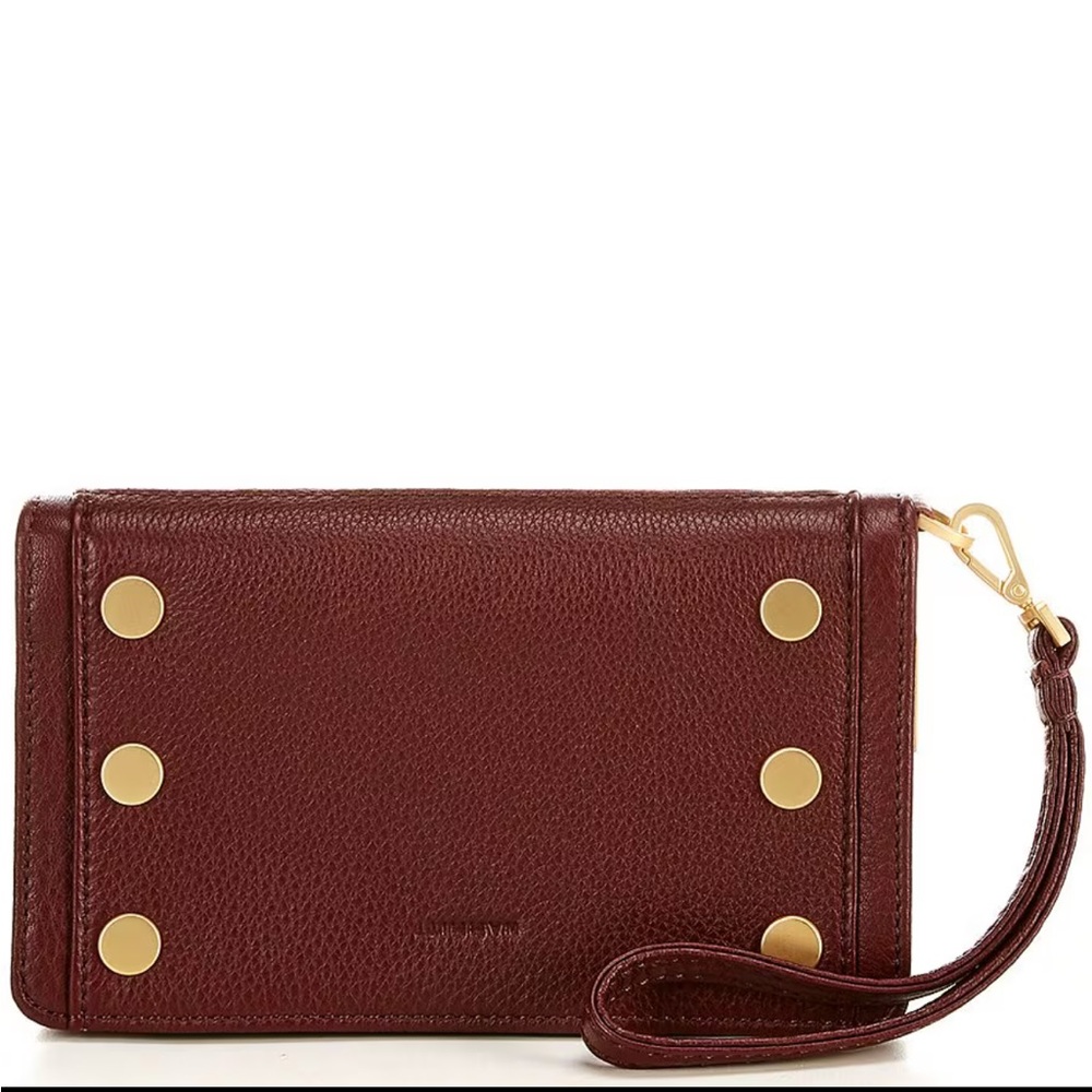 NWT Hammitt Bryant Gold Studded Continental Wristlet Wallet in Cherrywood